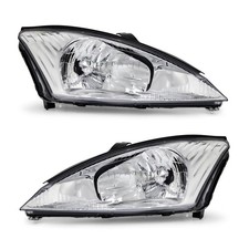 2pcs Headlights Assembly For 2000-2004 Ford Focus Chrome Clear Corner Headlamps