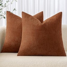Pack of 2 Decorative Throw Pillow Covers Soft 18" x 18" Pack of 2 Dark Rust
