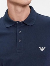 Image of Emporio Armani Mercerised Men's Black Polo T-shirt with Micro Eagle
