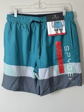 Spyder Swim Trunks Men Med Green Gray Mesh Lined Bathing Suit UPF 7.5 inseam