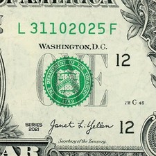 March 11 2025 Birthday Anniv Note Fancy Serial Number 1 Dollar 2021 L31102025F