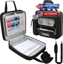 3 D-Ring Zipper Binder 3 Inch with Shoulder Strap, Waterproof Oxford Binder with