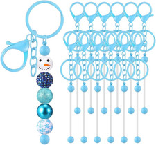 12Pcs Metal Beaded Keychains for Beads Beadable Keychain Bars Blanks Bead Keycha