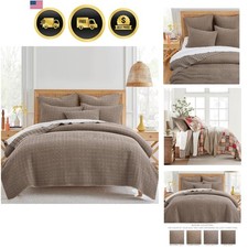 Mills Waffle King/Cal King Quilt Set 106x92in with 2 Pillow Shams 36x20in - C...
