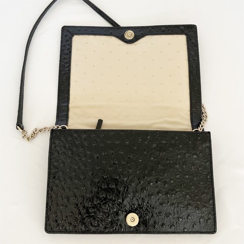 KATE SPADE Kaley Convertible Clutch Ostrich Embossed Black Leather - Picture 3 of 8