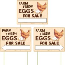 3Pcs Double Sided Farm Fresh Eggs Sign for Sale Sign Corrugated Plastic 6 Stakes