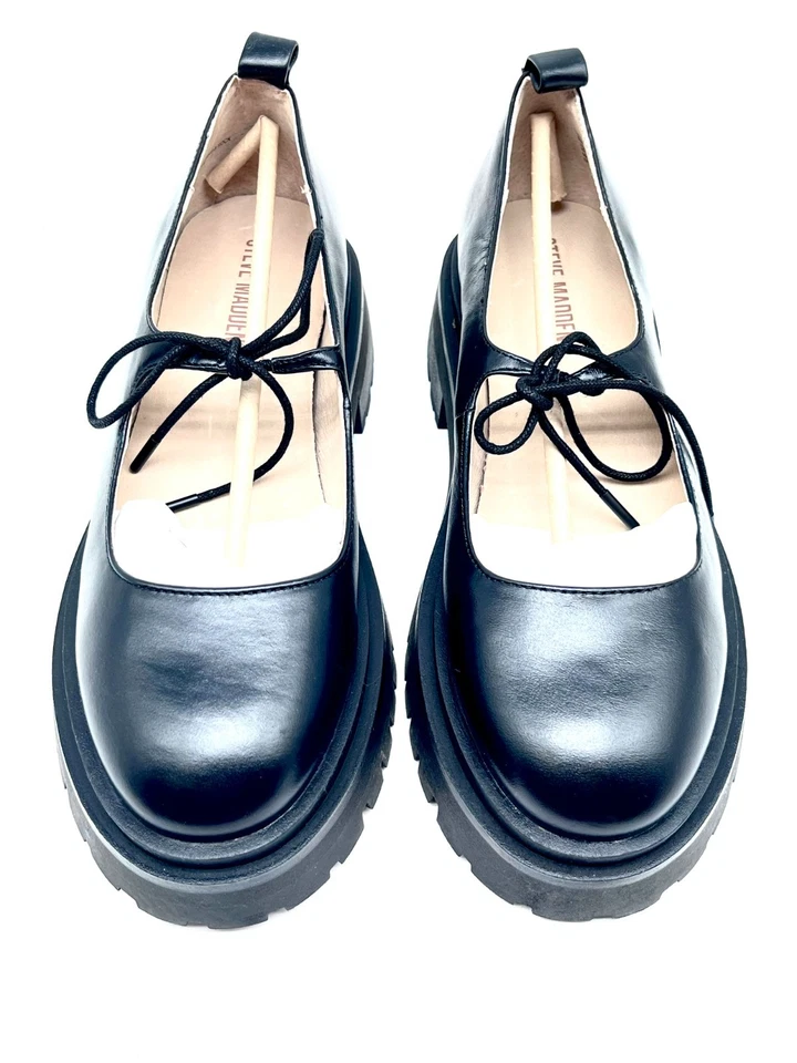Zapatos planos Steve Madden Landon (cuero negro) con cordones para mujer talla 9 Foto 3 de 4