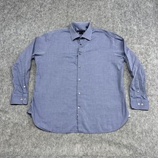 John Varvatos USA Shirt Mens 17 32/33 Blue Regular Fit Long Sleeve Stretch Work