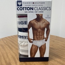 TOMMY HILFIGER Briefs Mens Small Navy White Red 4-Pack 100 Cotton Classics Logo