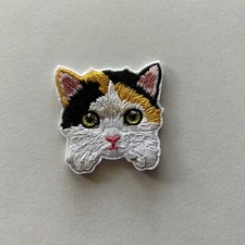 Cat Iron On Patch Calico Embroidered Appliqu  For Crafts Bags Kitten Animal