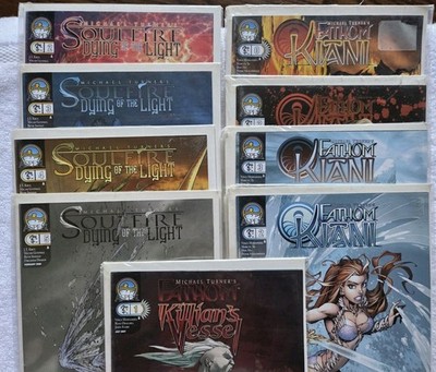 9 Michael Turner comics. 4 Soul Fire, 4 Fathom Kiani, 1 Killian's Vessel