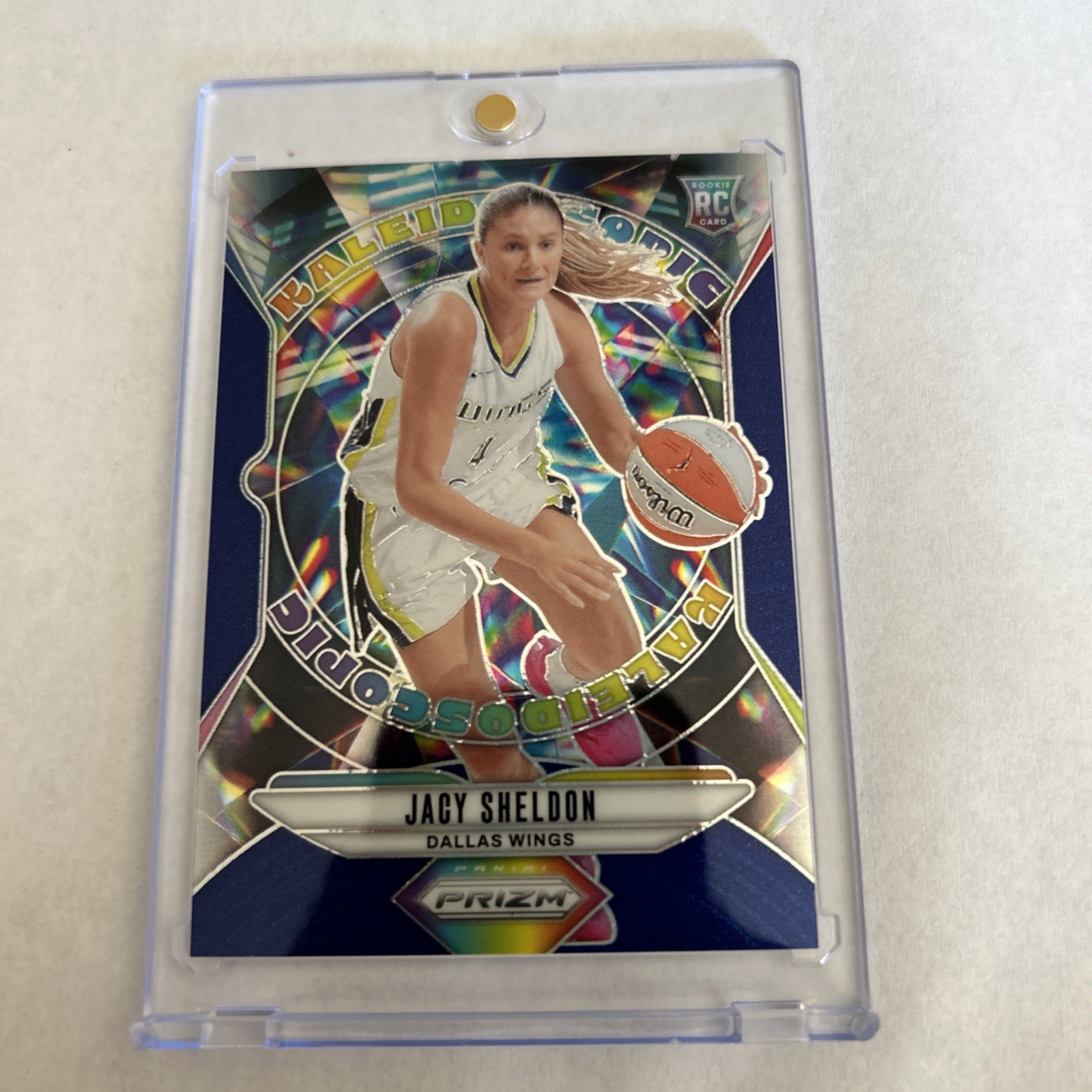 Clean! 2024 Panini Prizm WNBA Kaleidoscopic Jacy Sheldon #3 Blue Prizm /49 (RC)