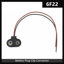 9V Snap-In Battery Clip Connector 150mm Leads Clip Cable Wire Holder Black