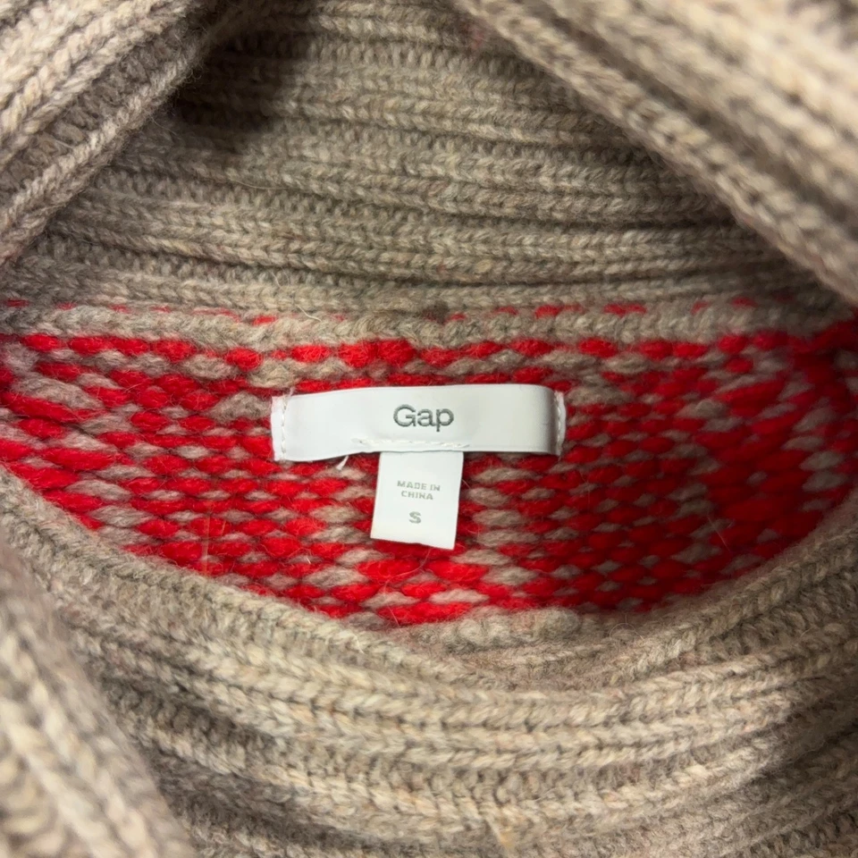 Suéter GAP Lana de Cordero Fair Isle Para Mujer Pequeño Capucha Cuello Multicolor S Foto 2 de 4