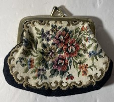 Vintage Tapestry Floral Coin Purse Kisslock 4 X 3.5  
