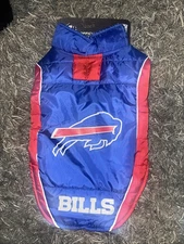 Pets First NFL Buffalo Bills Puffer Vest Warm Cozy and Waterproof Dog Coat Sz L