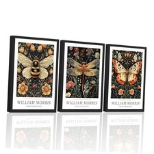 Framed William Morris Animal Wall Art Set of 3, 10L" x 8W" 3pcs William Morris