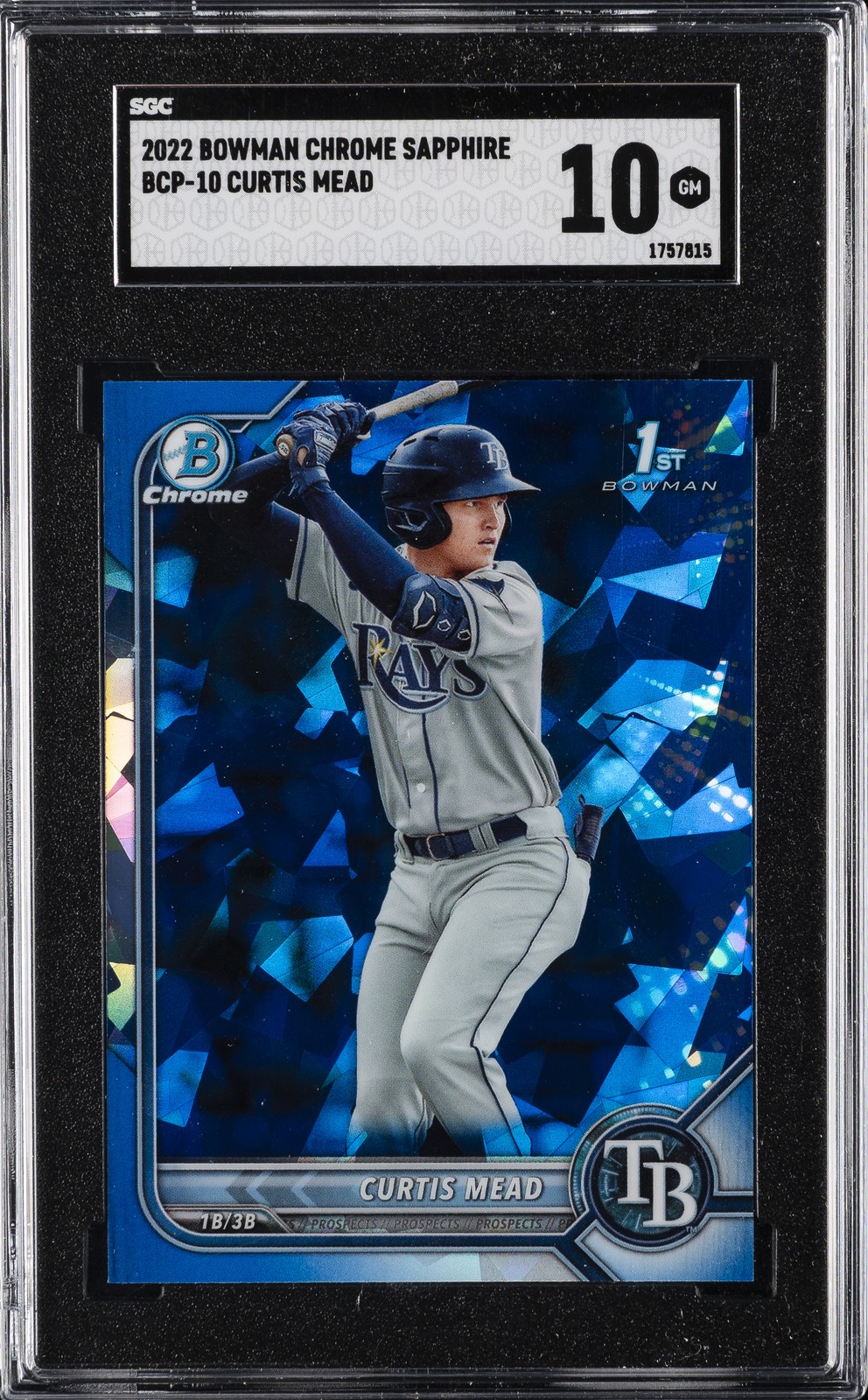 2022 BOWMAN CHROME SAPPHIRE #BCP-10 CURTIS MEAD SGC 10 GM