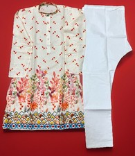 NWT Men's Kurta PAJAMA SET SZ 36 S off white/sequins FLORAL PRINT India-USA sell