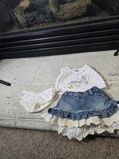 Build A Bear Outfit Denim Skirt White Shirt  Panties READ