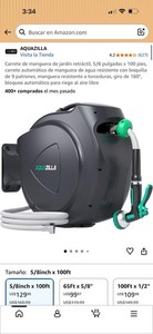 AQUAZILLA Retractable Wall Mount Hose Reel Auto Rewind 5/8 in x 100 ft