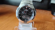 Casio Men  s Wave Ceptor WVA-105H Black Dial Ama Digi Watch Stainless Steel