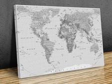 classic world map countries capitals mounted canvas print ready to hang