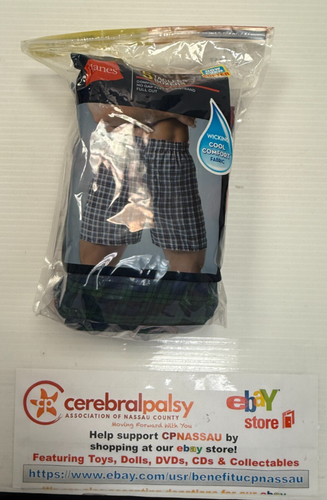Mens Hanes 5 Pack Tagless Boxers Size XL Assorted Plaid Patterns - NIB