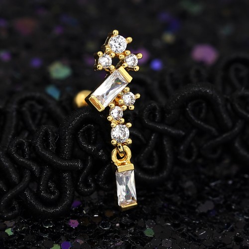 Gem Crystal Ear Cartilage Helix Ring Bar Stud Ear Cuff Climber Piercing Earring - Picture 135 of 268