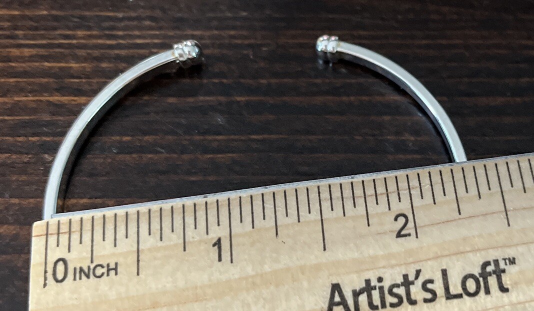 Beautiful Silver Colored Bangle Bracelet With Sto… - image 4