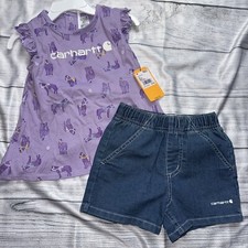 Carhartt Toddler Girls Horse Outfit Set Purple Denim NEW