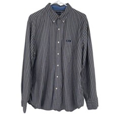 Chaps Easy Care Button Down Mens Size XL Gray Blue Long Sleeve Collared Shirt