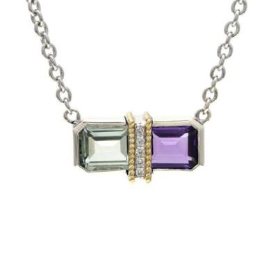 Andrea Kerze 18k Gelbgold Diamanten & Amethyst Halo Halskette ACN182/07-AGA