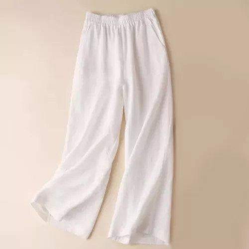 Women Cotton Linen Loose Wide Leg Pants Ladies Summer Breathable Casual Trousers - Picture 17 of 24