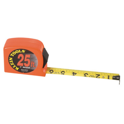 Vintage Klein Tools - 25ft Tape Measure w/ High Visibility Orange Case #928-25HV