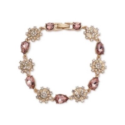 Marchesa Gold-Tone Pave & Pink Crystal Flex Bracelet - Gold New