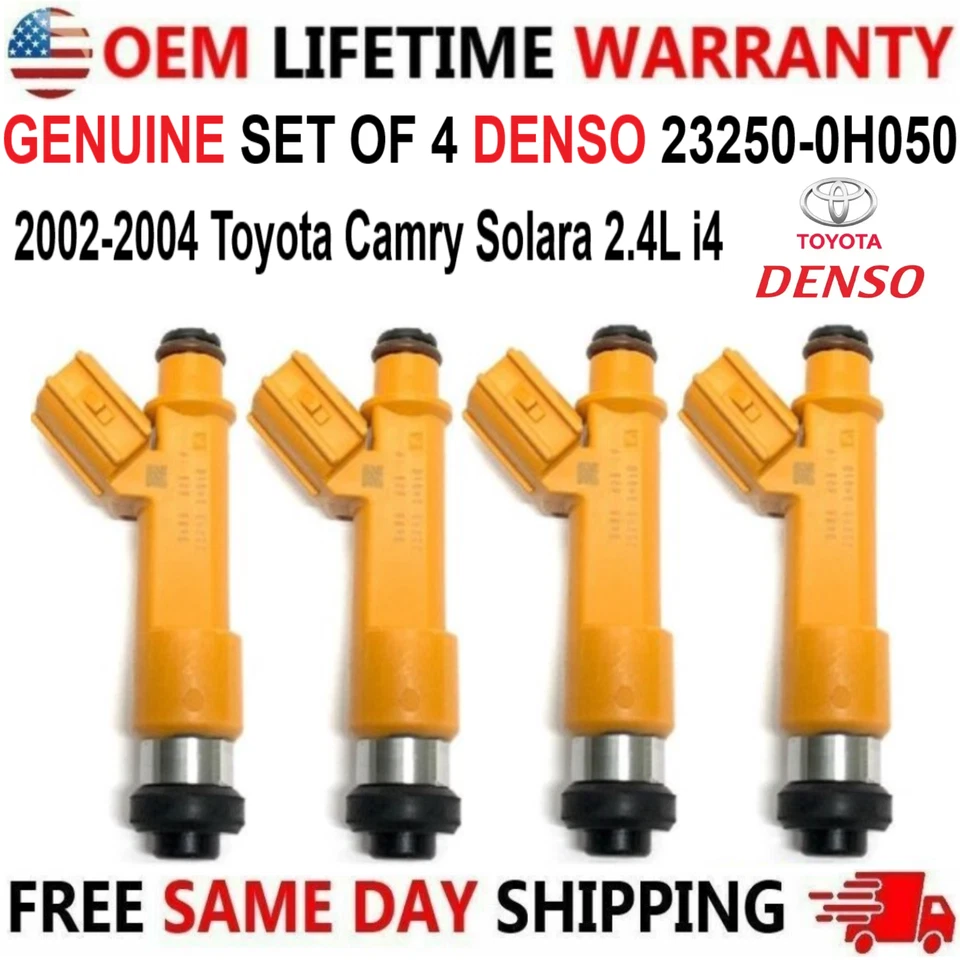 Inyectores de combustible OEM DENSO 12 orificios actualización x4 para Toyota Camry Solara 2002-04 2,4 L Foto 4 de 4