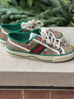 New GUCCI Disney Mickey Mouse Tennis 1977 GG Canvas Sneakers Shoes 38 (Size  8) | eBay