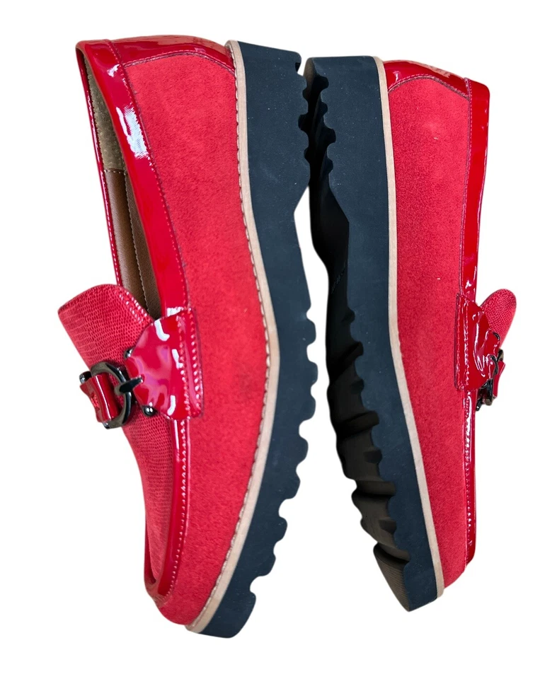 Donald Pliner Clio телячьей кожи и замши ~ размер 6,5 ~ женщин без шнурков мокасины красный - Изображение 4 из 4