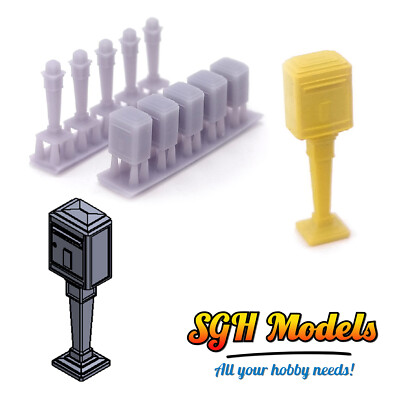 -SGH Models- Konvolut 5 Briefkästen Die Post HO 1/87 Dekor zum Bemalen 1:87