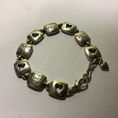 Brighton Love Link Line Silver Bracelet Hearts Amour Te-Amo