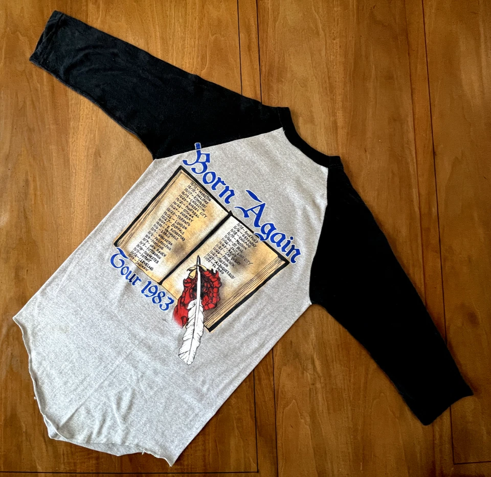 ORIGINAL OWNER! Black Sabbath 1983 Born Again Tour Vintage Raglan T Shirt - Image 2 of 4