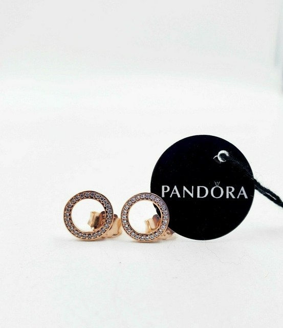 Authentic PANDORA Rose Forever O CZ Round Stud Earrings 280585CZ for