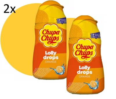 2 Pack Chupa Chups Lolly Drops Orange Syrup No Sugar 2 x 48 ml