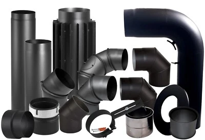 HS-KAMINE Rauchrohr Abgasrohr Ø 120 und 150 mm 2 mm Kaminrohr Ofenrohr Bogen Wandfutter...