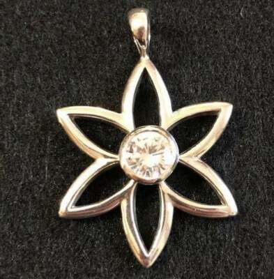 Pendentif Fleur Argent 925 SILPADA - Serti D'un Gros Zirconium Cubique - Modèle Retiré S1195