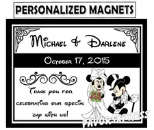 75 Disney MICKEY & MINNIE WEDDING FAVORS MAGNETS ~ PERSONALIZED