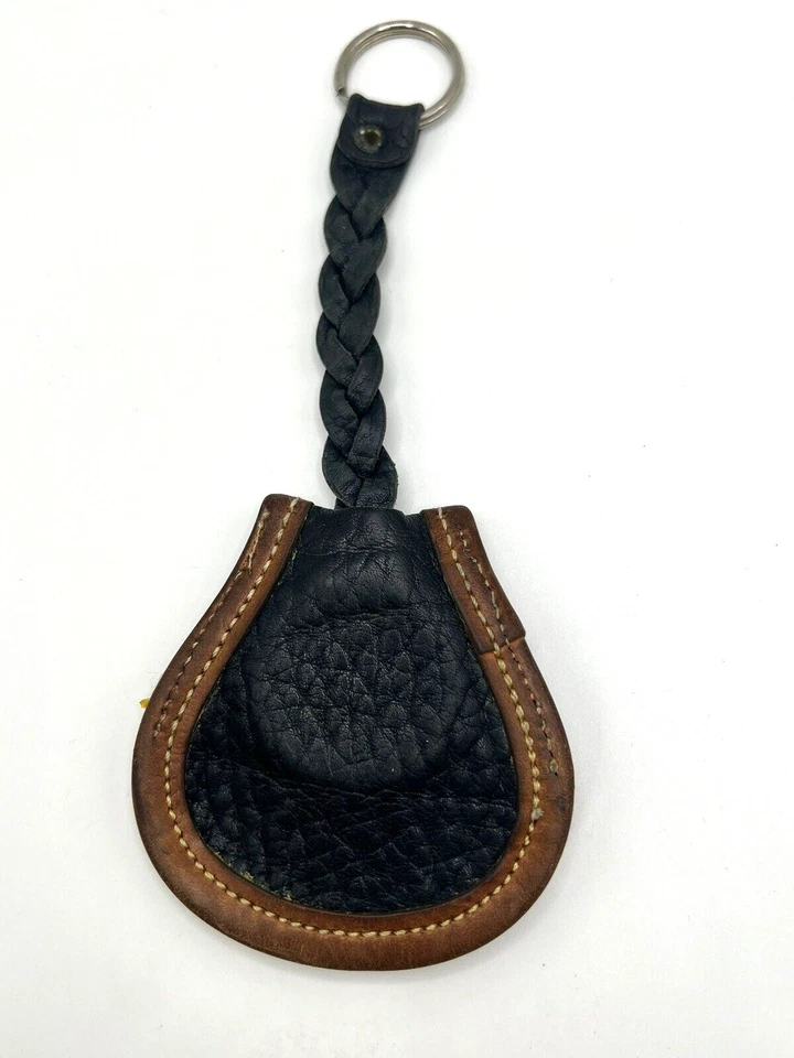 Llavero/llavero doble herradura de cuero negro Dooney & Bourke de colección -- defectuoso Foto 3 de 4