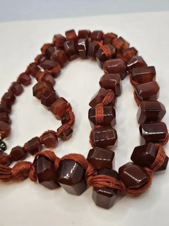 Lucky Brand Statement Carnelian Necklace 26"+ Tassel Signed Boho Y2K - Image 2 of 4