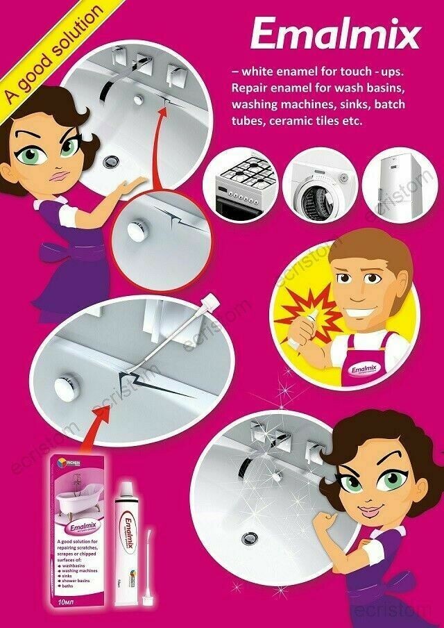 ENAMEL REPAIR KIT ! Bath Sink Shower Tray WHITE Ceramic Acrylic Emalmix